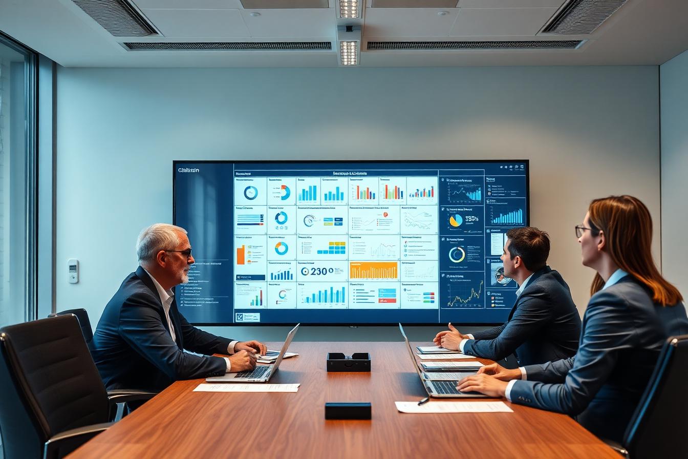 Executive team discussing data-driven innovation in a boardroom