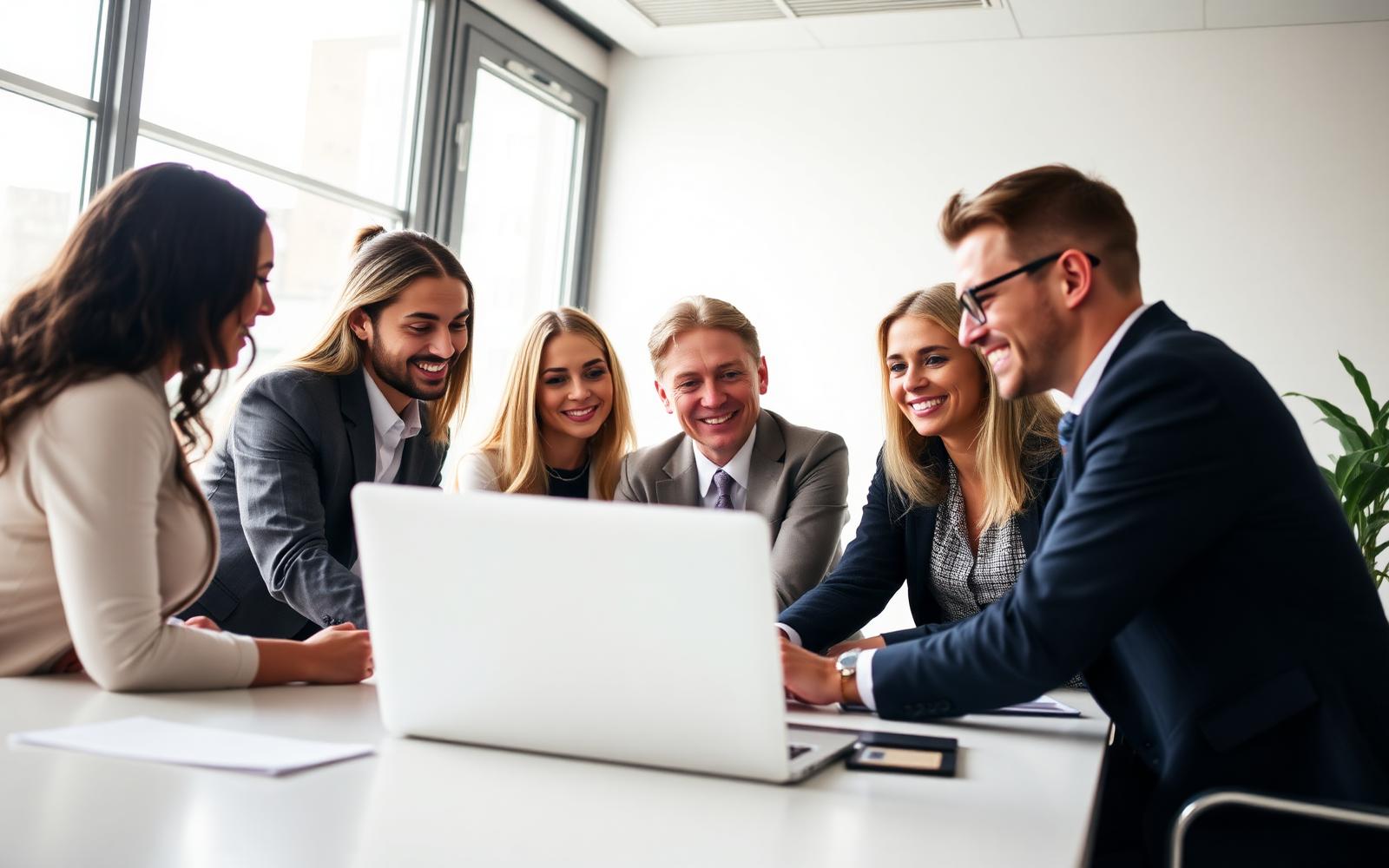 Team van zakelijke professionals werkt samen tijdens een AI-training